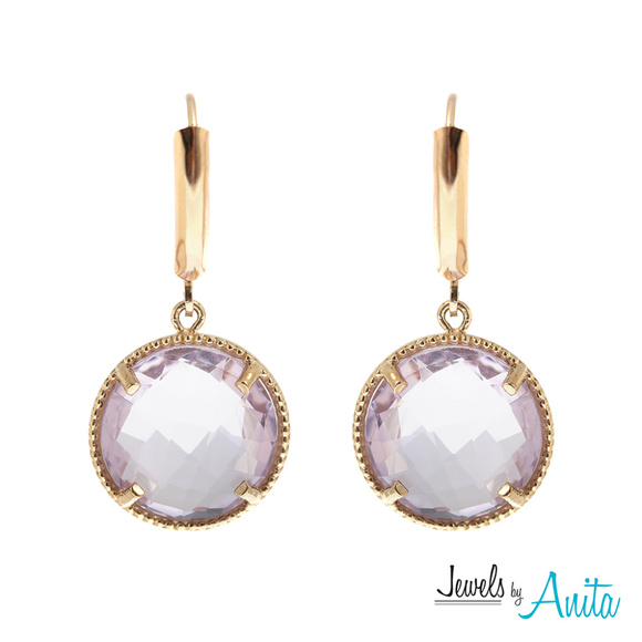 10K Gold Leverback Earrings with Genuine Amethyst - Picture 1 of 1